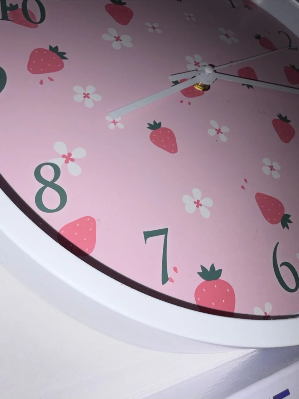Pink Strawberry & Flower Floral Decorative 12” inch Wall Clock NIB New